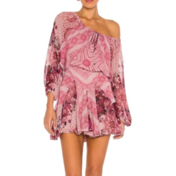 Free people seven wonders pink floral balloon sleeve ruffle hem mini dress - Picture 13 of 15